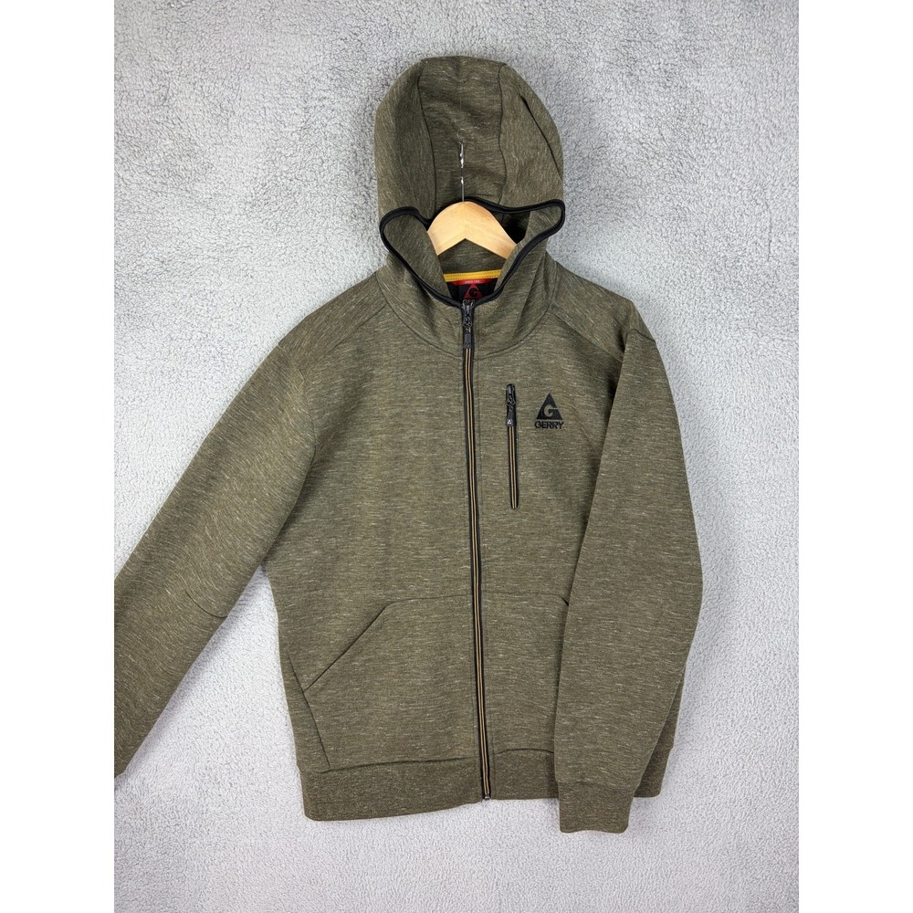 Gerry Hoodie Mens Large Green Full Zip Fleece Sweatshirt Jacket QG8611